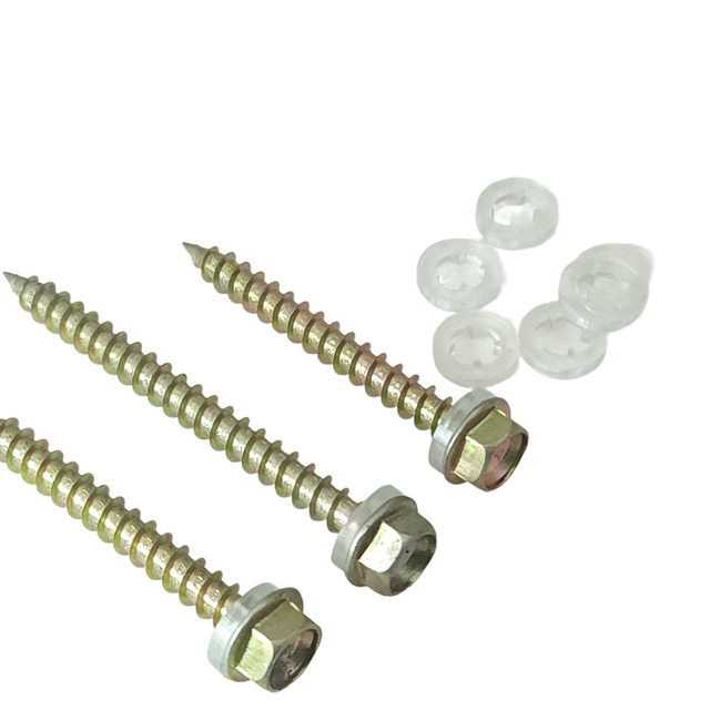 #10(M4.8*45)Hex Head PVC Washer Yellow Zinc Full Threading Wood Self Tapping SEMS Screw